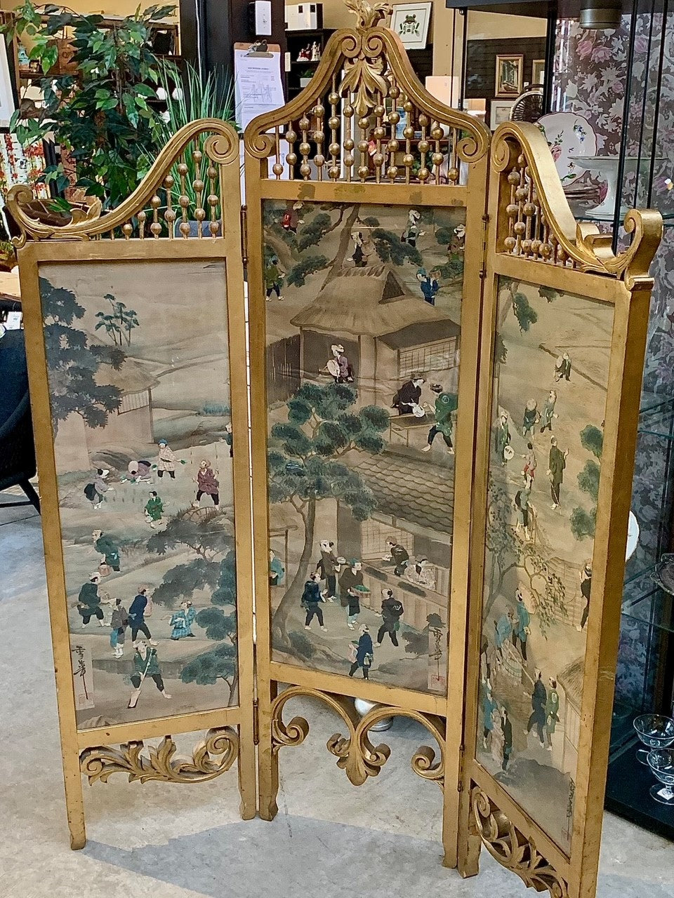 Antique Oshi-Ri 3 panel screen