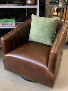 Brown leather swivel chair