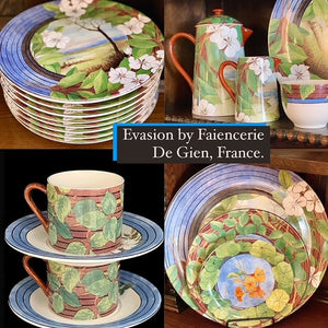 French china set "Evasion" by Faiencerie De Gien