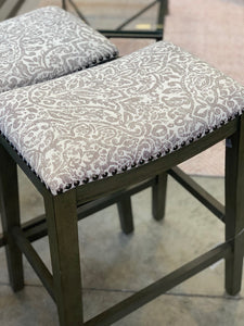 Set of 2 Grey Patterned Stools by Winners