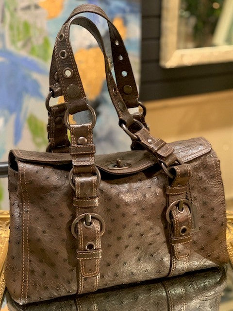 Brown Ostrich Handbag Made of Genuine Ostrich Leather -  Canada