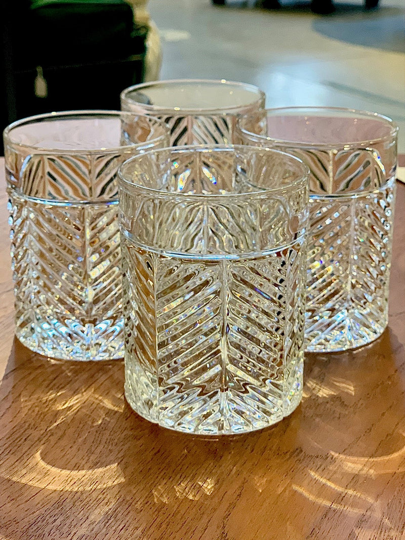 Ralph Lauren Herringbone low ball glasses set of 4 Champagne Taste Home